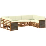 vidaXL Kotna sedežna garnitura z blazino 7 pcs Naravna in smetana, (5000283676) | Shoptok.si