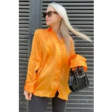 Madmext Orange Basic Women's Satin Shirt Mg1326