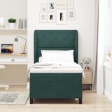 Box Spring Krevet s Madracem u Tamnozelenoj 90x200 cm Baršun | shoptok.hr