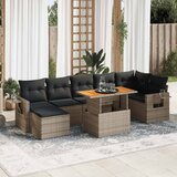 Maison Chic Seti vrtnega pohištva - Vrtna garnitura - Vrtni pohištvo set 8-delna z blazinami siv poli ratan, (21808211) | Shoptok.si