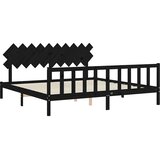  Okvir za krevet s uzglavljem crni 200 x 200 cm od masivnog drva | shoptok.hr