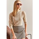 Bianco Lucci Women's Turtleneck Ribbed Knitwear Sweater Cene
