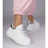 Gemre White sneakers with a silver insert and stiletto with rhinestones Floura | shoptok.hr