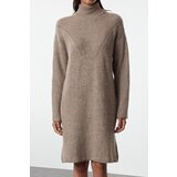 Trendyol Mink Mini Knitwear Stand Collar Sweater Dress | Shoptok.si