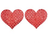 SuperLove Heart Nipple Covers Sequin Red u