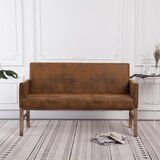 vidaXL Klop z naslonjalom 140 cm rjavo umetno semiš usnje Cene