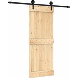  Klizna vrata Prirodna i crna 80 x 210 cm Čvrsta borovina Smeđa 200 x 5.5 x 210 cm | shoptok.hr