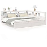  Knjižna postelja brez vzmetnice bela 200x200 cm trdna borovina | Shoptok.si