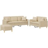  3-dijelni set sofa s jastucima krem od mikrovlakana | shoptok.hr