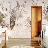  Foto tapeta - Peacocks in Delicate Beige 150x105 Vodootporna | shoptok.hr