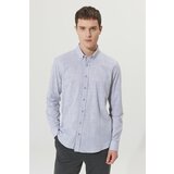 ALTINYILDIZ CLASSICS Men's Anthracite Slim Fit Slim Fit Button-down Collar Linen-Looking 100% Cotton Flared Shirt. Cene