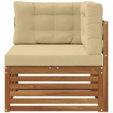  Vanjska kutna sofa Čvrsto drvo akacije Prirodna - Prirodno i bež kutna sofa | shoptok.hr