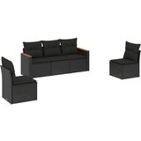 Maison Chic Seti vrtnega pohištva - Vrtna garnitura - Vrtni pohištvo set 5-delna z blazinami črn poli ratan, (21820505) | Shoptok.si