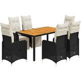 vidaXL 7-dijelni vrtni bistro set od poliratana s jastucima crni - 150 x 90 x 75 cm boja drva 6 | shoptok.hr