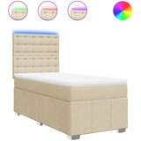  Okvir kreveta s oprugama i madrac krem 80x200 cm od tkanine | shoptok.hr