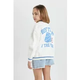 Defacto Girl College Collar Thick Soft Lined Bomber Cardigan