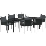  Vrtni set za objed 7 kom. Crna i Siva PE ratan | shoptok.hr
