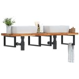  Zidna polica za umivaonik od čelika i masivnog bagremovog drva Smeđa 120 x 50 x 4 cm | shoptok.hr