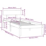  Okvir za krevet od borovine crni 90 x 190 cm jednokrevetni | shoptok.hr