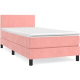 vidaXL Box spring postelja z vzmetnico roza 100x200 cm žamet, (20895716) | Shoptok.si
