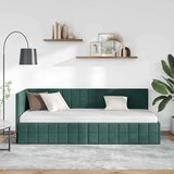 vidaXL Kotna postelja z vzglavjem Temno zelena 80 x 200 cm Žamet | Shoptok.si