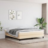 vidaXL Box spring postelja z vzmetnico krem 180x200 cm blago Cene