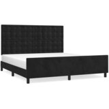 The Living Store Posteljni okvir z vzglavjem črn 180x200 cm žamet - Posteljni Okvir Z Vzglavjem, (21491993) | Shoptok.si