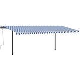  Tenda na ručno uvlačenje s LED svjetlima 6 x 3 m plavo-bijela | shoptok.hr