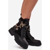 Boto Women's Work Boots Insulated With Gold Chain And Charms Black Vessara | Shoptok.si
