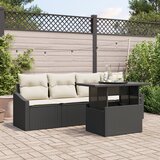 vidaXL Vrtni sofa set Set od 5 Crna, Krem Ratan, Poliester Cijene