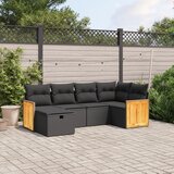  The Living Store Vrtna sedežna garnitura 6-delna z blazinami črna poli ratan - Vrtna Sedežna Garniture, (21458659) | Shoptok.si