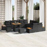 vidaXL 13 komadni vrtni sofa set s jastučićima crni poli ratan akacija | shoptok.hr