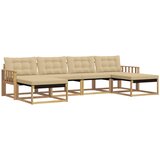 vidaXL Zunanja garnitura za sedenje z blazino 6 pcs Bela in bež, (5000279618) | Shoptok.si
