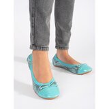 Shelvt Blue ballerinas with a snakeskin pattern and a bow | Shoptok.si
