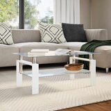  Stolić za kavu bijeli i prozirni 95x55x40 cm od kaljenog stakla | shoptok.hr