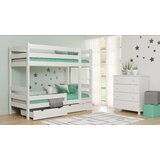 Molarem Home Drveni dječji krevet na kat Gagatek Lux - bijeli - 180x80 cm - S 2 ladice | shoptok.hr