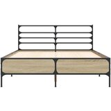  Posteljni okvir sonoma hrast 135x190 cm inž. les in kovina | Shoptok.si