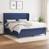 vidaXL Box spring postelja z vzmetnico modra 180x200 cm blago Cene