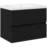 vidaXL Kuhinja Ormar s Ugrađenim Umivaonikom Crni Hrast MDF, Kuhinja Ormar Crni Hrast 60 x 38.5 x 45 cm MDF | shoptok.hr