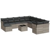 vidaXL Vrtna sedežna garnitura 12-delna z blazinami siva poli ratan, (21324101) | Shoptok.si