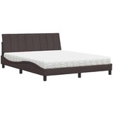  Postelja z vzmetnico temno rjava 160x200 cm blago | Shoptok.si