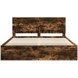  Krevetna konstrukcija s uzglavljem Dimljeni hrast 200 x 200 cm | shoptok.hr