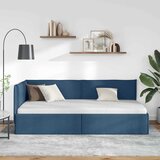  Kutni okvir kreveta s uzglavljem Plava 100 x 200 cm tkanina | shoptok.hr