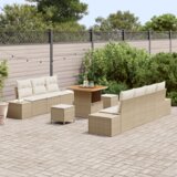  Set vrtnih sofa od 10 dijelova s jastučićima bež poliratana akacija | shoptok.hr