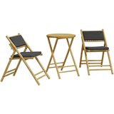 vidaXL Bistro garnitura 3-delna temno sive blazine bambus, (21207333) | Shoptok.si