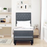 vidaXL Vzmetnica s škatlo z vzmetnico in klopjo temno siva 80x200 cm aksamit | Shoptok.si