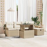 vidaXL 6 Delni Vrtni Kavč Set z Blazinami Bež Poli Ratan, (22091999) | Shoptok.si