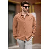 Madmext Men's Camel Long Sleeve Oversize Shirt 6733