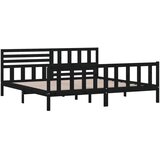  Okvir za krevet od masivne borovine crni 200 x 200 cm | shoptok.hr