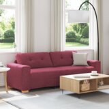 vidaXL kavč za 3 osebe v bordo barvi, dolžina 180 cm, tkanina | Shoptok.si